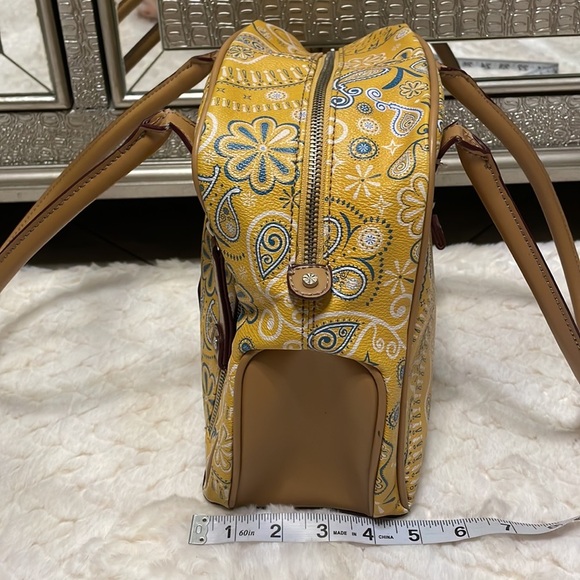 ISAAC MIZRAHI signature Bandana print yellow satchel handbag shoulder bag - Picture 5 of 15